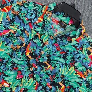 Vintage Toucan Dance Hawaiian Shirt‎ Mens Large Toucan Tropical Vacation Beack